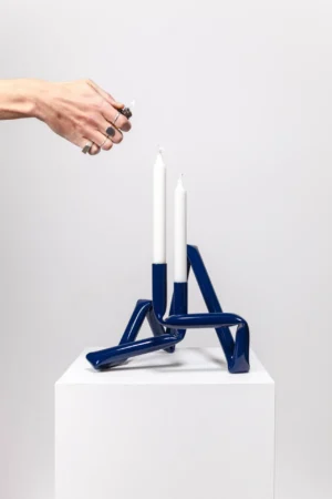 LOKET - OAT studio - Bucatini candle holder midnight blue