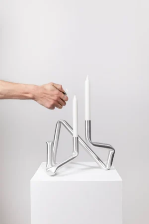 LOKET - OAT studio - Bucatini candle holder brushed aluminium
